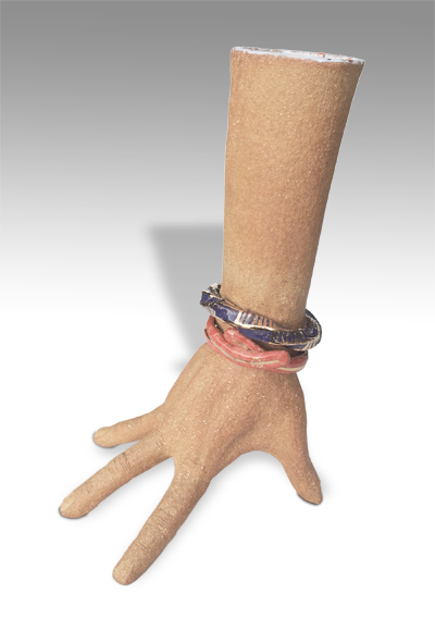 lower arm with bracelets perched on fingertips with swagger as the emotional content