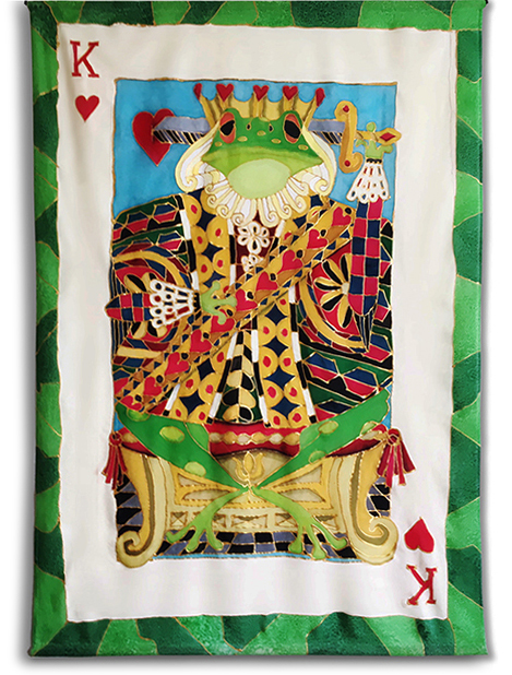 playing card image of a frog king on a throne