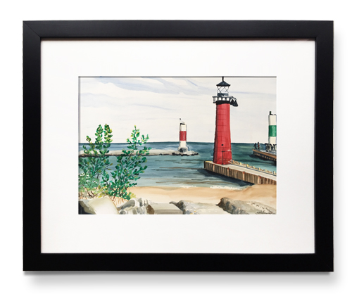 Kenosha beach with lighthouse